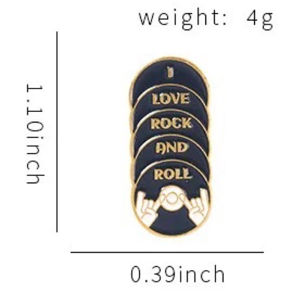 1 LEFT‼️ I Love Rock & Roll Enamel Pin Vinyl Disc Retro Rock Music Lapel Brooch - Picture 2 of 6